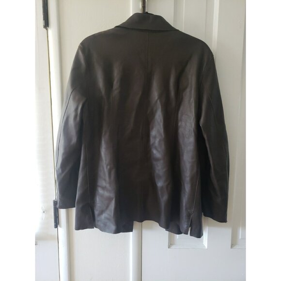 Sharon Roth Leather Jacket Womens Brown Hand Tailored Sz 12 Snap - Picture 10 of 12